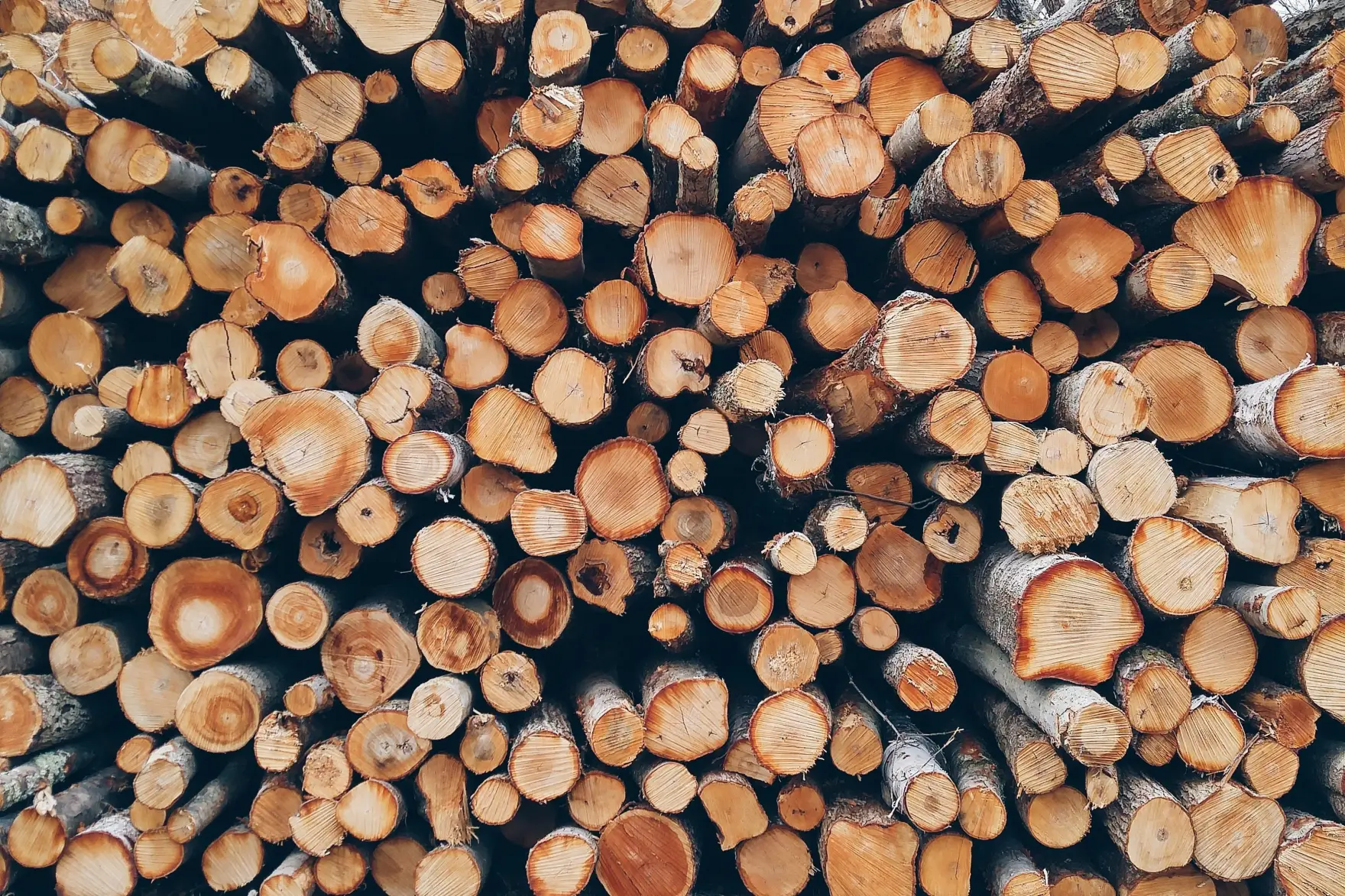 Bûches de bois empilées — chauffage central au bois