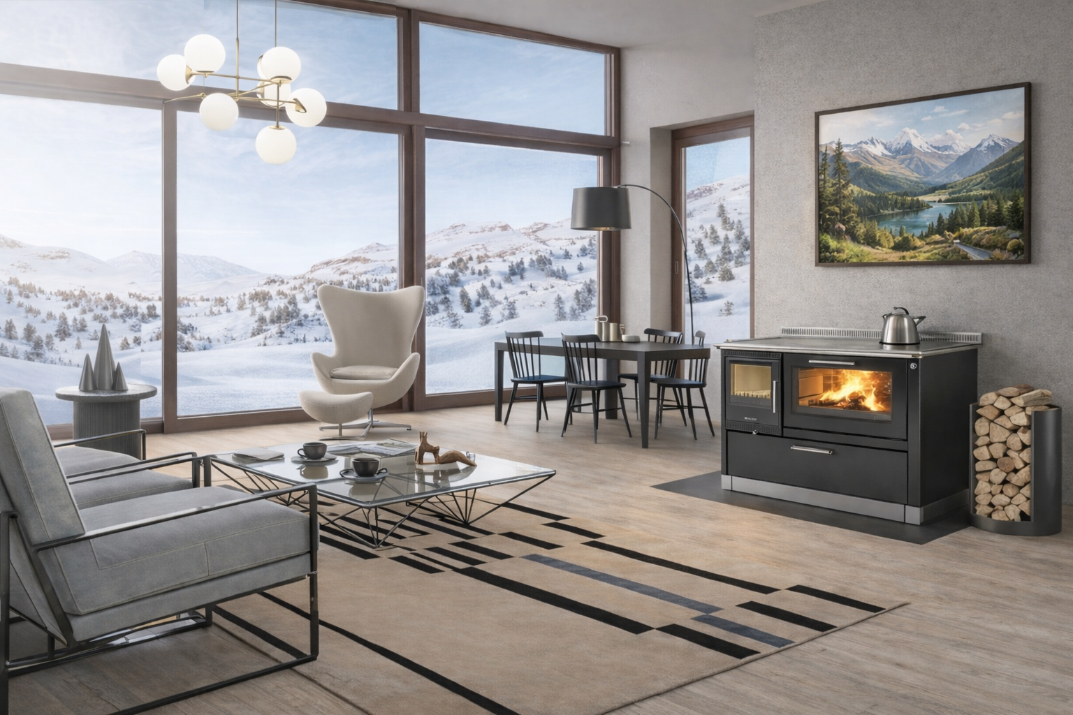 Chalet de montagne avec cuisinière à bois